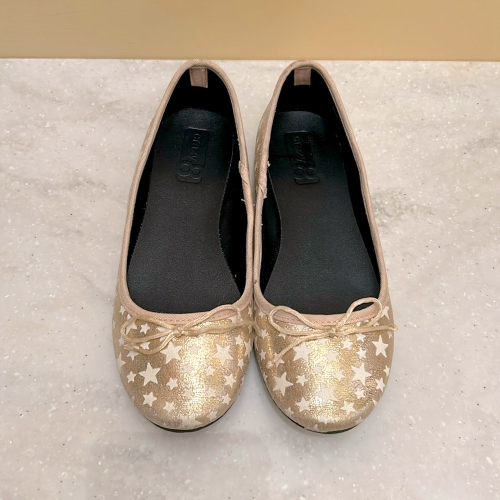 Girl’s Starry Metallic Ballet Flats Size 3